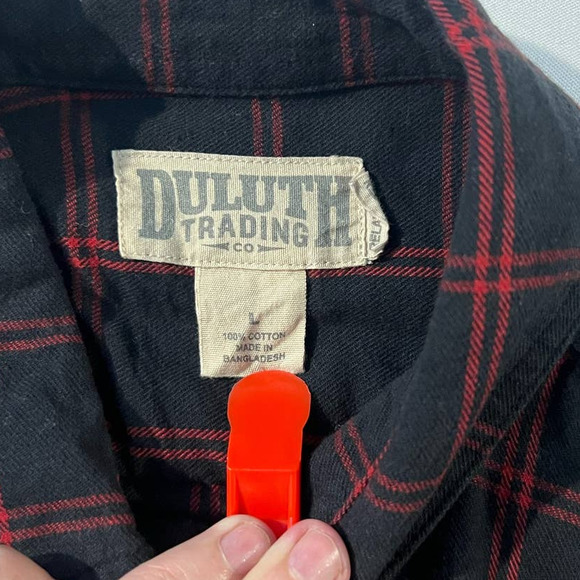 DULUTH TRADING Men Flannel Long Sleeve Button Front 100% Cotton Size Large Shirt - Picture 3 of 7
